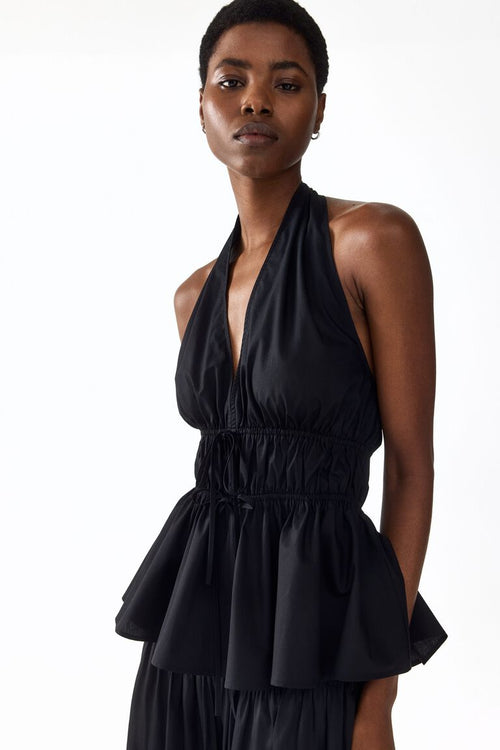 Atasan halterneck peplum