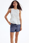 Blus peplum tanpa lengan