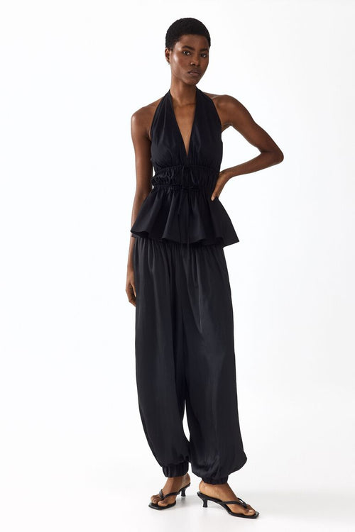Atasan halterneck peplum