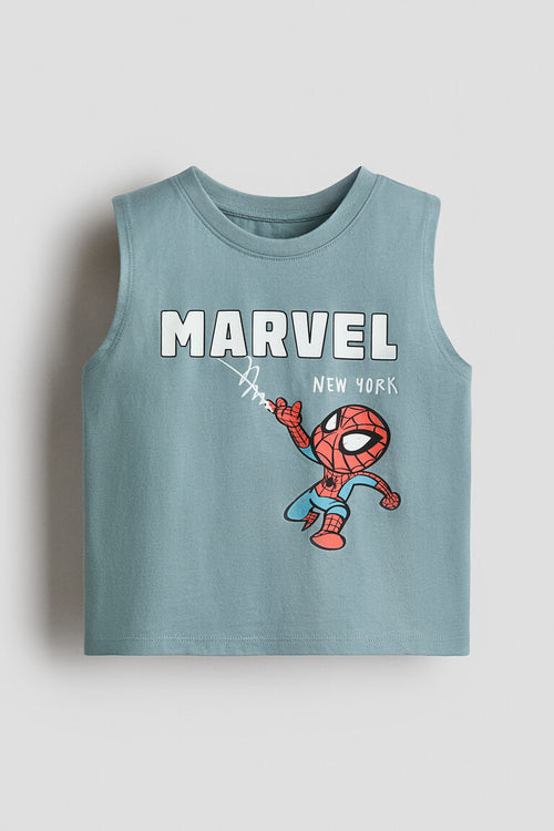 Print-motif cotton vest top