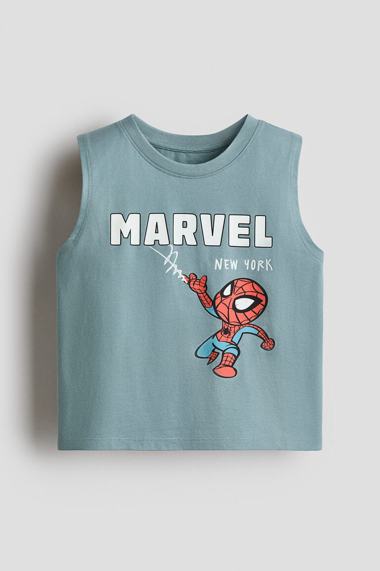 Print-motif cotton vest top
