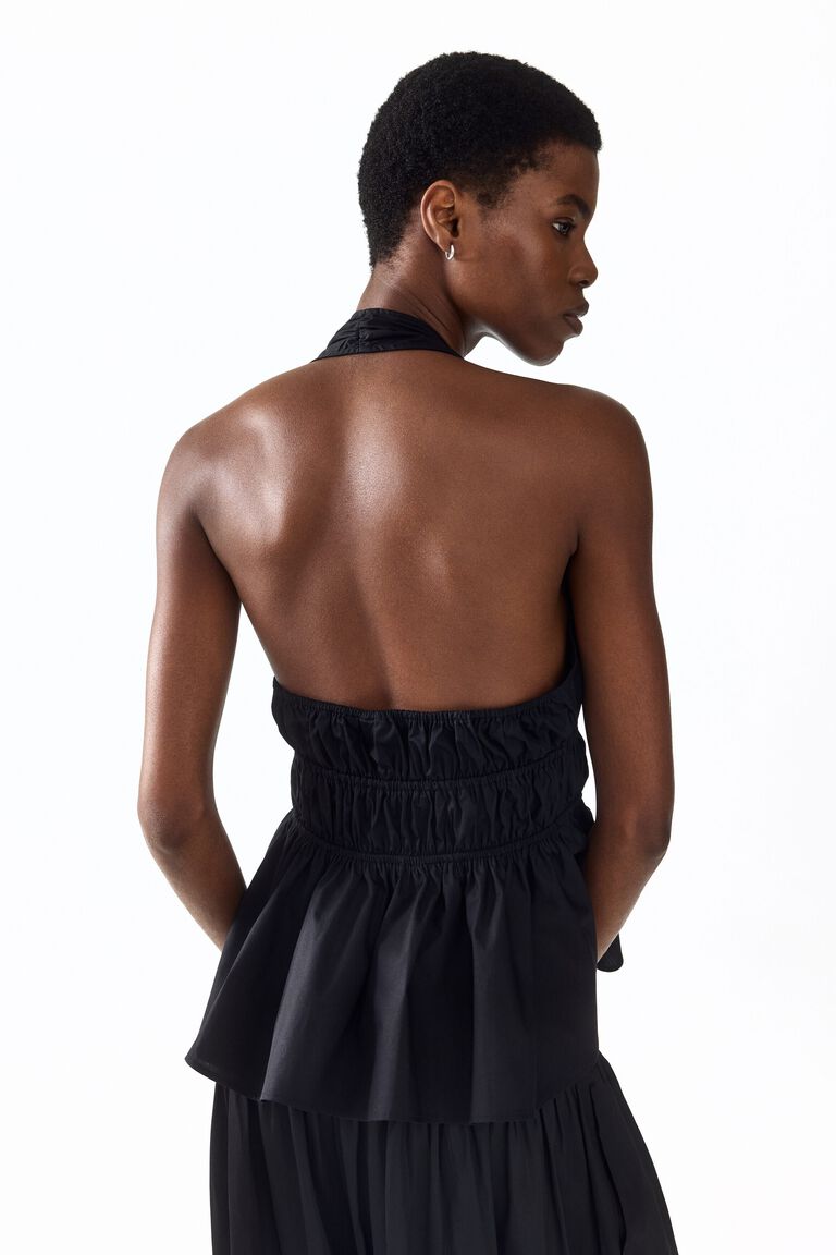 Atasan halterneck peplum