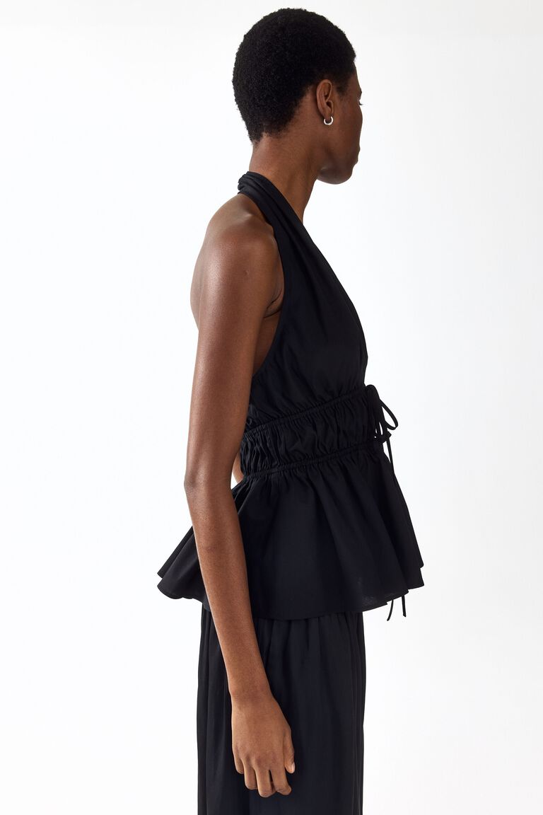 Atasan halterneck peplum
